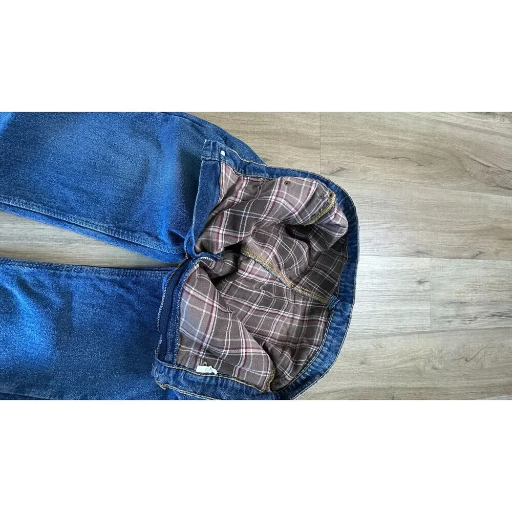 VTG Full Blue Flannel-Lined Denim Jeans Classic 5 Pocket Relaxed Size 34